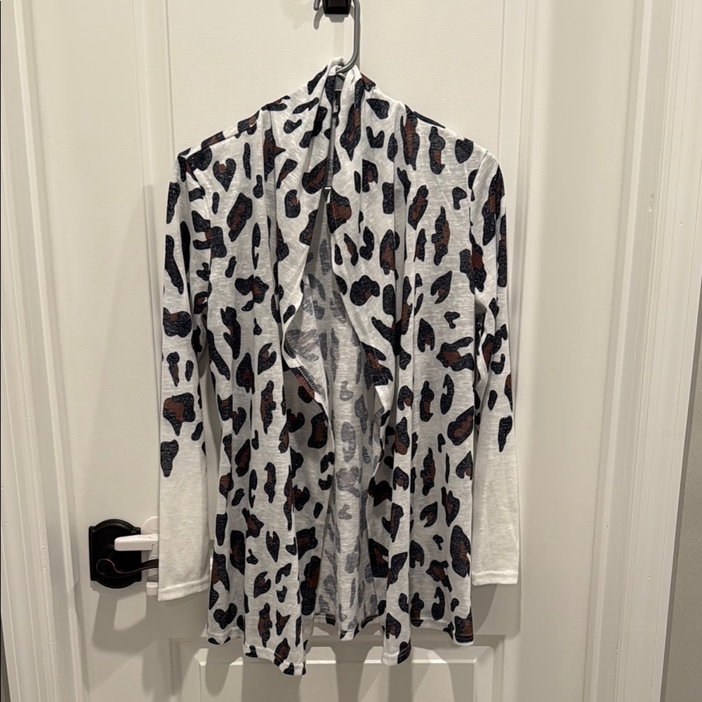Leopard Print Open Front Cardigan